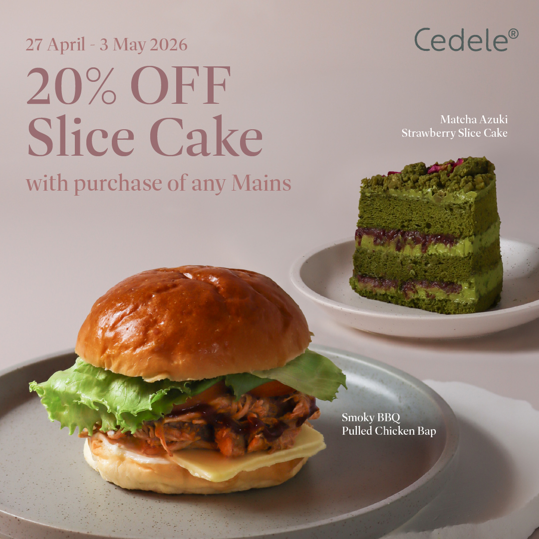 20% Off Any Slice Cake with purchase of any Mains